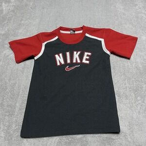 Vintage 90s Nike Shirt Boys 6 Red Embriodered Center Swoosh Jersey